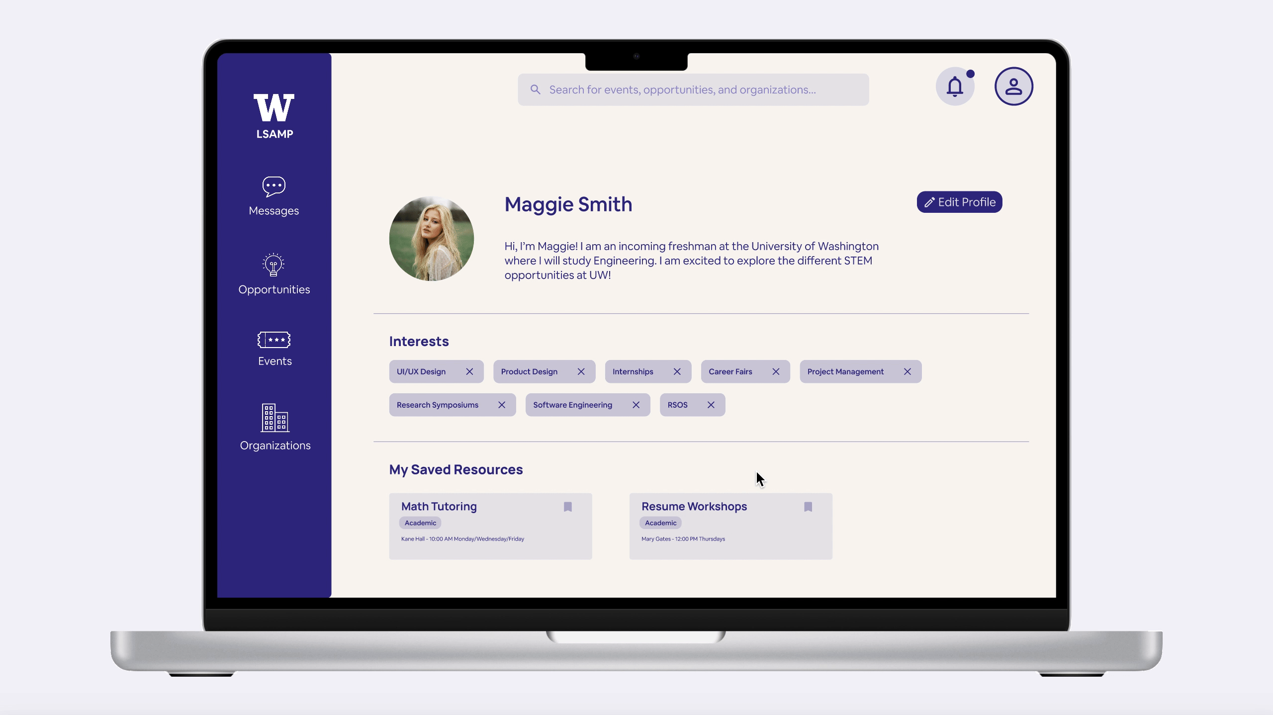 Final design - Recommended resources based on user profile