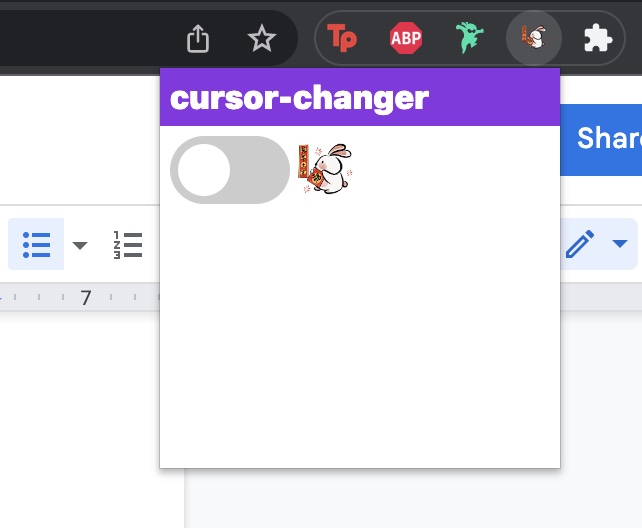 browser extension popup with updated icon